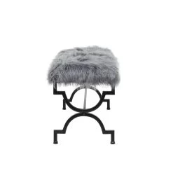 Promo 😍 Gray Iron Contemporary Bench, 20" x 17" x 42" by Ivory and Iris ⭐ -Cheap Ivory and Iris Store D508212S 4