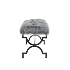 Promo 😍 Gray Iron Contemporary Bench, 20" x 17" x 42" by Ivory and Iris ⭐ -Cheap Ivory and Iris Store D508212S 7