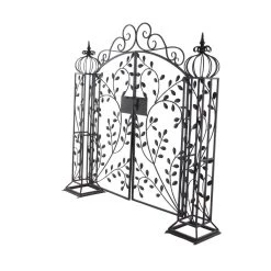 Discount ⌛ Black Tin Traditional Garden Arbor, 65" x 70" x 15" by Ivory and Iris 👍 -Cheap Ivory and Iris Store D508221S 5