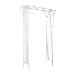 Wholesale 🔥 White Iron Contemporary Garden Arbor, 87" x 48" x 16" by Ivory and Iris ✔️