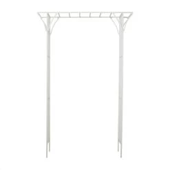 Wholesale 🔥 White Iron Contemporary Garden Arbor, 87" x 48" x 16" by Ivory and Iris ✔️ -Cheap Ivory and Iris Store D508223S 5