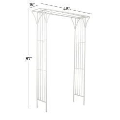 Wholesale 🔥 White Iron Contemporary Garden Arbor, 87" x 48" x 16" by Ivory and Iris ✔️ -Cheap Ivory and Iris Store D508223S 6