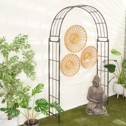 Discount ✨ Black Iron Contemporary Garden Arbor, 91" x 54" x 15" by Ivory and Iris 🌟 -Cheap Ivory and Iris Store D508227S 9
