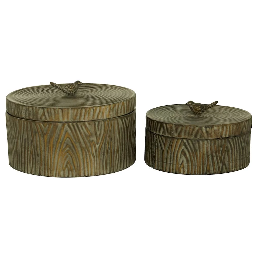 Brand new π Set of 2" Bronze Metal Vintage Decorative Jar, 6", 7.25" by Ivory and Iris π 2 Brand new π Set of 2" Bronze Metal Vintage Decorative Jar, 6", 7.25" by Ivory and Iris π - Image 2