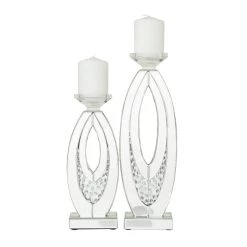 Coupon 🔔 Set of 2 Clear MDF Glam Candle Holder, 17" x 6" x 4" by Ivory and Iris 👏