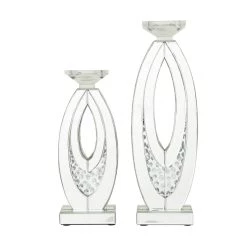 Coupon 🔔 Set of 2 Clear MDF Glam Candle Holder, 17" x 6" x 4" by Ivory and Iris 👏 -Cheap Ivory and Iris Store D508315S 6