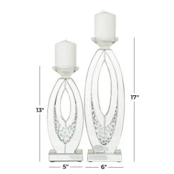 Coupon 🔔 Set of 2 Clear MDF Glam Candle Holder, 17" x 6" x 4" by Ivory and Iris 👏 -Cheap Ivory and Iris Store D508315S 7