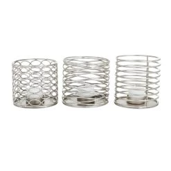 Cheapest ⭐ Set of 3 Silver Iron Modern Candle Holders, 4" x 4" x 4" by Ivory and Iris 🎁 -Cheap Ivory and Iris Store D508318S 6