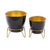 Deals 🧨 Set of 2 Black Iron Modern Planter, 11" x 10" x 10" by Ivory and Iris 🧨