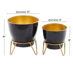 Deals 🧨 Set of 2 Black Iron Modern Planter, 11" x 10" x 10" by Ivory and Iris 🧨 -Cheap Ivory and Iris Store D508346S 7