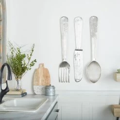 Cheapest 🛒 Set of 3 Silver Aluminum Contemporary Wall Decor, 34" x 3" x 6" by Ivory and Iris ⭐ -Cheap Ivory and Iris Store D509762S 6