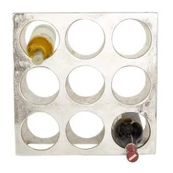 Discount ✨ Silver Aluminum Contemporary Wine Rack, 16" x 16" x 8" by Ivory and Iris 👏