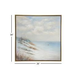 Best Pirce 🥰 Blue Coastal Beach Canvas Wall Art, 40" x 40" by Ivory and Iris 🤩 -Cheap Ivory and Iris Store D509792S 8