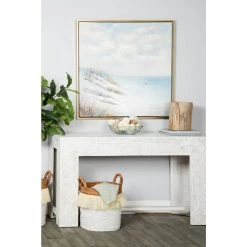 Best Pirce 🥰 Blue Coastal Beach Canvas Wall Art, 40" x 40" by Ivory and Iris 🤩 -Cheap Ivory and Iris Store D509792S 9