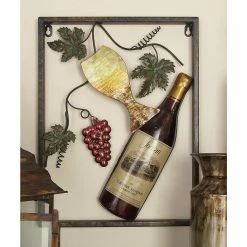 Brand new 🛒 Set of 4 Multi Colored Metal Traditional Wine Wall Decor, 18" x 14" by Ivory and Iris 💯 -Cheap Ivory and Iris Store D510868S 10