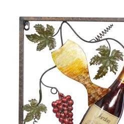 Brand new 🛒 Set of 4 Multi Colored Metal Traditional Wine Wall Decor, 18" x 14" by Ivory and Iris 💯 -Cheap Ivory and Iris Store D510868S 5
