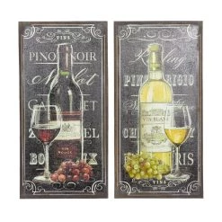 Best reviews of 🔥 Set of 2 Black Linen Traditional Wine Wall Art, 20" x 39" by Ivory and Iris ❤️