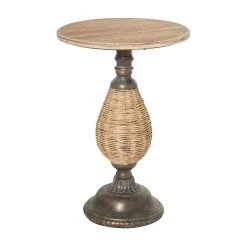 Top 10 ⭐ Brown Iron Farmhouse Accent Table, 22" x 15" x 15" by Ivory and Iris ✔️