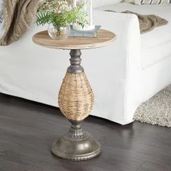 Top 10 ⭐ Brown Iron Farmhouse Accent Table, 22" x 15" x 15" by Ivory and Iris ✔️ -Cheap Ivory and Iris Store D510876S 7