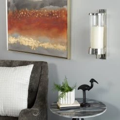 Buy 🌟 Silver Aluminum Contemporary Wall Sconce, 16" x 5" x 7" by Ivory and Iris 🤩 -Cheap Ivory and Iris Store D510901S 7