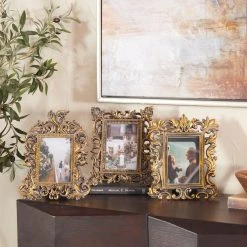Outlet 🧨 3 Pack Brass Polystone Traditional Photo Frames by Ivory and Iris 😀 -Cheap Ivory and Iris Store D510903S 17