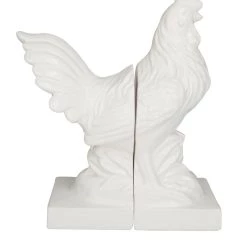 Best Sale 👍 Modern Rooster Farmhouse Dolomite Bookend Set by Ivory and Iris 😀 -Cheap Ivory and Iris Store D511351S 3