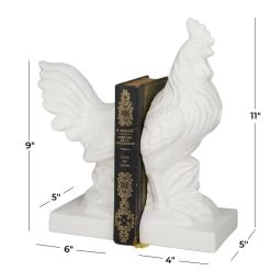 Best Sale 👍 Modern Rooster Farmhouse Dolomite Bookend Set by Ivory and Iris 😀 -Cheap Ivory and Iris Store D511351S 5
