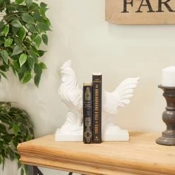 Best Sale 👍 Modern Rooster Farmhouse Dolomite Bookend Set by Ivory and Iris 😀 -Cheap Ivory and Iris Store D511351S 6