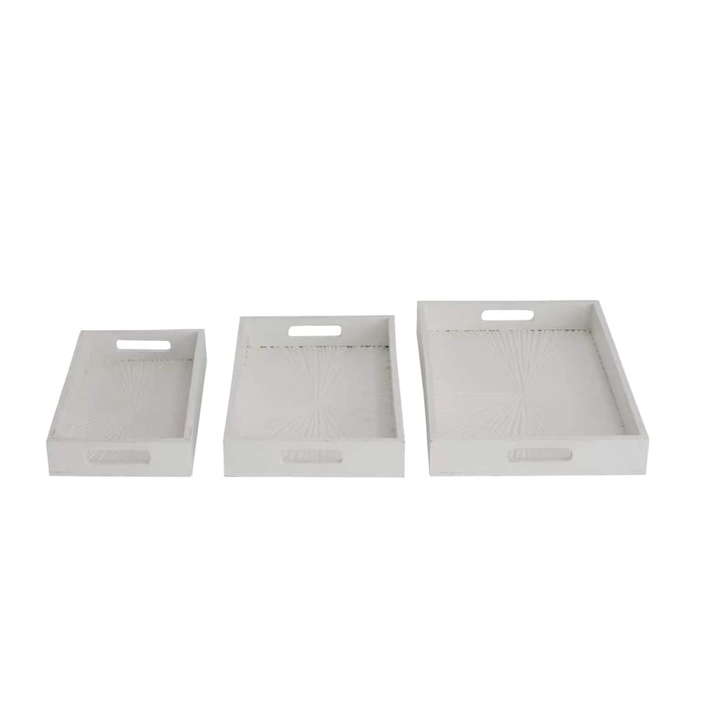 Coupon π Set of 3" White Mango Wood Contemporary Trays, 2" x 16" x 10" by Ivory and Iris π€© 2 Coupon π Set of 3" White Mango Wood Contemporary Trays, 2" x 16" x 10" by Ivory and Iris π€© - Image 2