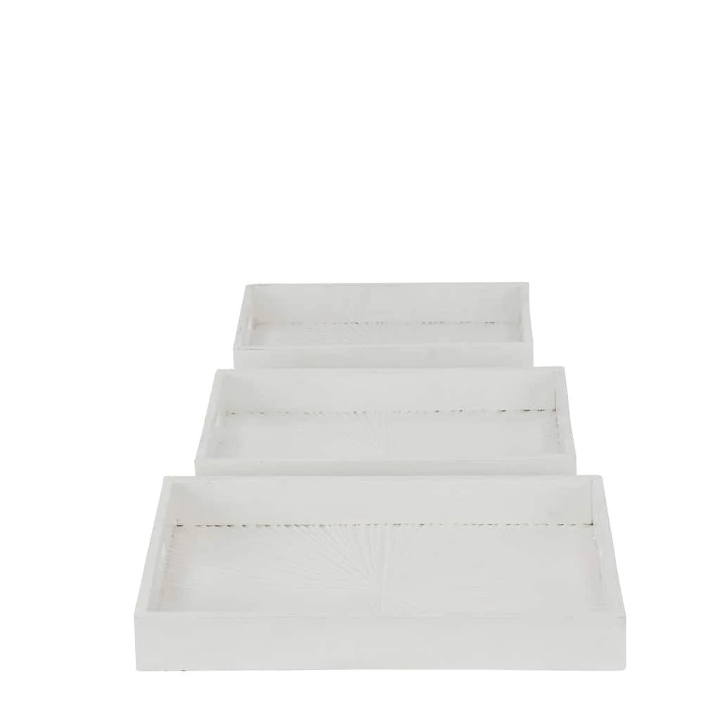 Coupon π Set of 3" White Mango Wood Contemporary Trays, 2" x 16" x 10" by Ivory and Iris π€© 5 Coupon π Set of 3" White Mango Wood Contemporary Trays, 2" x 16" x 10" by Ivory and Iris π€© - Image 5