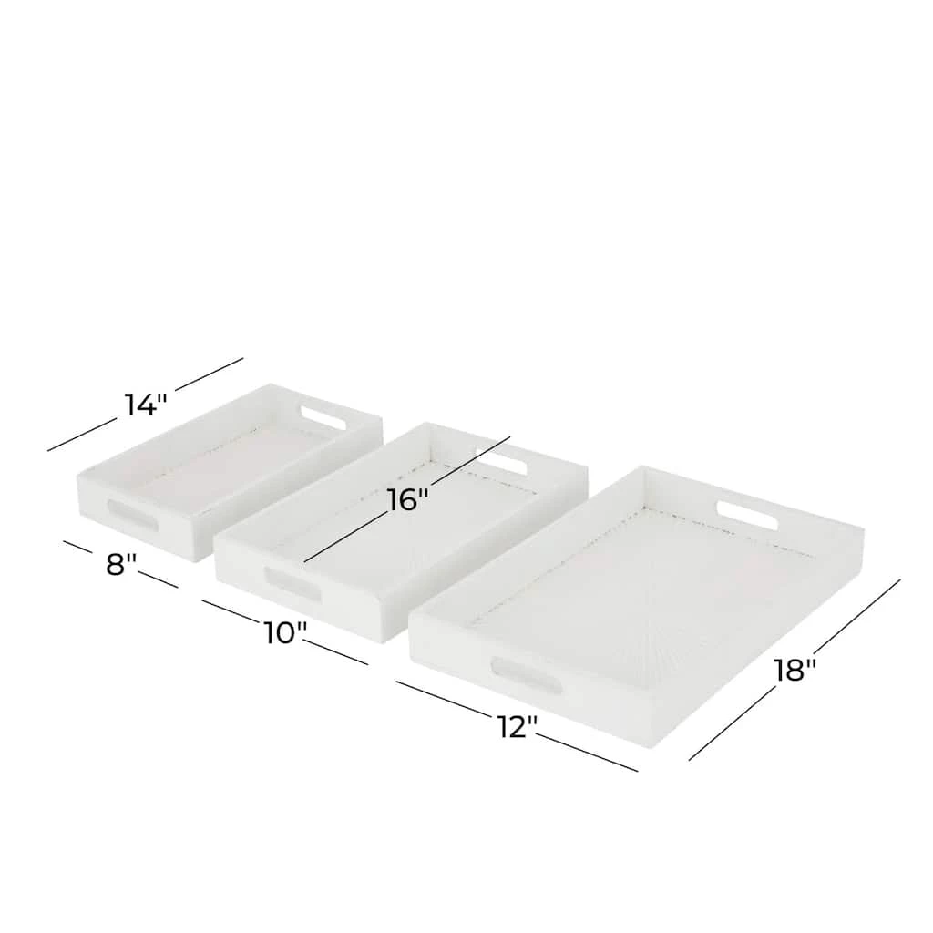 Coupon π Set of 3" White Mango Wood Contemporary Trays, 2" x 16" x 10" by Ivory and Iris π€© 6 Coupon π Set of 3" White Mango Wood Contemporary Trays, 2" x 16" x 10" by Ivory and Iris π€© - Image 6