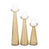 Top 10 ✔️ Set of 3 Gold Glass Contemporary Candle Holder, 3" x 3" x 3" by Ivory and Iris 🎉