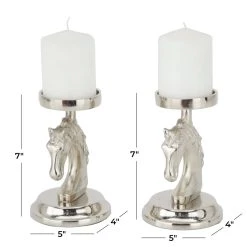 Best Pirce 🧨 Set of 2 Silver Aluminum Contemporary Candle Holder, 4" x 4" x 5" by Ivory and Iris 🧨 -Cheap Ivory and Iris Store D511453S 6