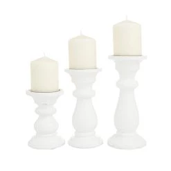 Best Pirce 🎁 White Wood French Country Candle holder 10",8",6" by Ivory and Iris 💯