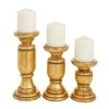 Best deal 🧨 Set of 3 Gold Mango Wood Traditional Candle Holders, 10" x 4" x 4" by Ivory and Iris 🎉