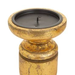 Best deal 🧨 Set of 3 Gold Mango Wood Traditional Candle Holders, 10" x 4" x 4" by Ivory and Iris 🎉 -Cheap Ivory and Iris Store D511457S 3