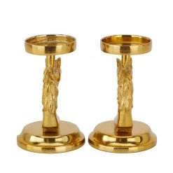 Hot Sale ⭐ Set of 2 Gold Aluminum Contemporary Candle Holder, 4" x 4" x 5" by Ivory and Iris 😉 -Cheap Ivory and Iris Store D511458S 5