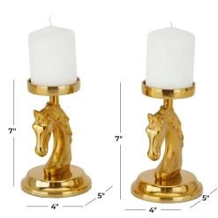 Hot Sale ⭐ Set of 2 Gold Aluminum Contemporary Candle Holder, 4" x 4" x 5" by Ivory and Iris 😉 -Cheap Ivory and Iris Store D511458S 6