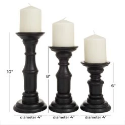 Discount 🔥 Set of 3 Black Mango Wood Traditional Candle Holders, 10" x 4" x 4" by Ivory and Iris 😍 -Cheap Ivory and Iris Store D511459S 6