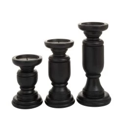 Cheap 🛒 Set of 3 Black Mango Wood Traditional Candle Holders, 10" x 4" x 4" by Ivory and Iris ❤️ -Cheap Ivory and Iris Store D511460S 5