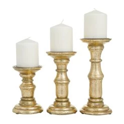 Top 10 🛒 Gold Wood Traditional Candle holder 10",8",6" by Ivory and Iris 🥰