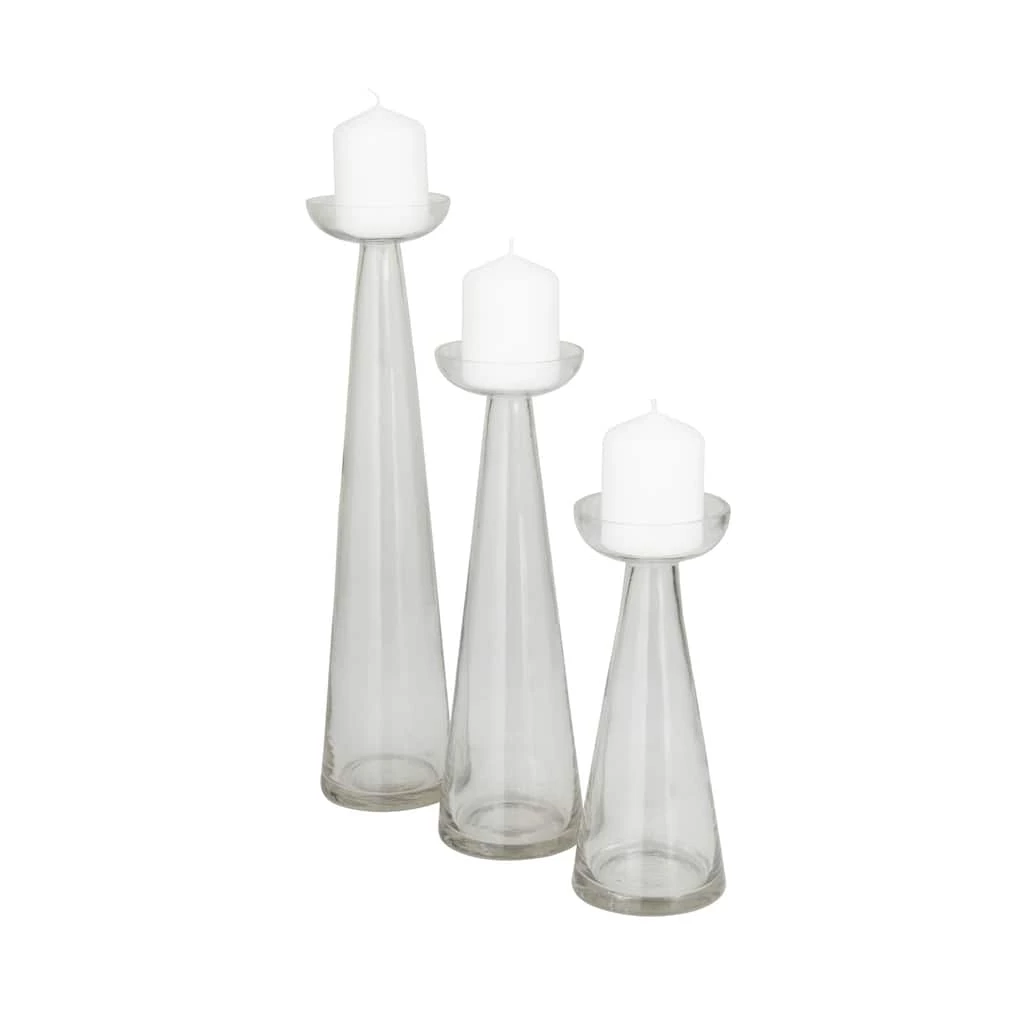 Buy π Set of 3 Clear Glass Contemporary Candle Holder, 3" x 3" x 3" by Ivory and Iris π 2 Buy π Set of 3 Clear Glass Contemporary Candle Holder, 3" x 3" x 3" by Ivory and Iris π - Image 2