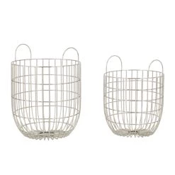 Wholesale 🌟 Set of 2 Silver Iron Contemporary Storage Basket, 17" x 13" x 13" by Ivory and Iris 😍