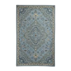 Cheap 🎁 Blue Wool Traditional Hand Tufted Rug by Ivory and Iris ⭐
