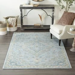 Cheap 🎁 Blue Wool Traditional Hand Tufted Rug by Ivory and Iris ⭐ -Cheap Ivory and Iris Store D511466S 7