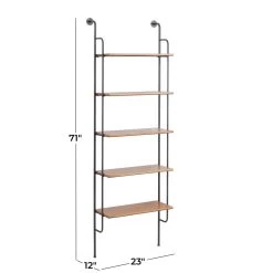 Outlet 👏 Brown Iron Industrial Wall Shelf, 71" x 23" x 12" by Ivory and Iris ⌛ -Cheap Ivory and Iris Store D511493S 6