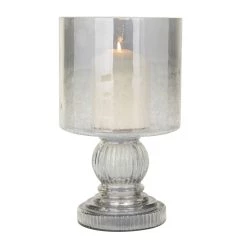 Promo π Black Glass Traditional Candle Holder, 10" x 6" x 6" by Ivory and Iris π