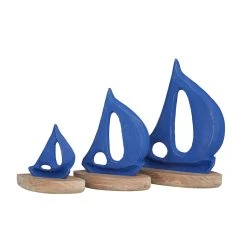 Budget β Set of 3 Blue Iron Coastal Sculpture, 8", 6", 11" by Ivory and Iris π
