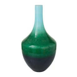 Budget 🎁 Green Glass Modern Vase, 22" x 12" x 12" by Ivory and Iris 🎁