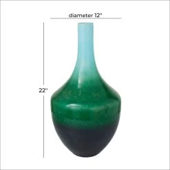 Budget 🎁 Green Glass Modern Vase, 22" x 12" x 12" by Ivory and Iris 🎁 -Cheap Ivory and Iris Store D514264S 6